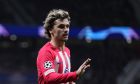 Atletico Madrid's Antoine Griezmann gestures during the Champions League, round of 16, second leg soccer match between Atletico Madrid and Inter Milan at the Metropolitano stadium in Madrid, Spain, Wednesday, March 13, 2024. (AP Photo/Manu Fernandez)