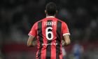 Nice's Jean-Clair Todibo during the French League One soccer match between Nice and Marseille at the Allianz Riviera stadium in Nice, France, Saturday, Oct. 21, 2023. (AP Photo/Daniel Cole)