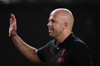 Liverpool manager Arne Slot walks off the field after an international friendly soccer match against Arsenal, Wednesday, July 31, 2024, in Philadelphia. (AP Photo/Derik Hamilton)