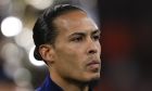 Netherlands' Virgil van Dijk during the line-up prior to the international friendly soccer match between Netherlands and Scotland at the Johan Cruyff ArenA, in Amsterdam, Netherlands, Friday, March 22, 2024. (AP Photo/Peter Dejong)
