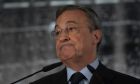 Real Madrid's President Florentino Perez pauses during a press conference at the Santiago Bernabeu stadium in Madrid, Monday May 20, 2013. Real Madrid coach Jose Mourinho will leave at the end of the season after three years at the Spanish club. Perez announced at a news conference on Monday that a mutual agreement was struck to "finish the contract" after a board meeting earlier in the day. (AP Photo/Paul White)