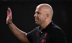 Liverpool manager Arne Slot walks off the field after an international friendly soccer match against Arsenal, Wednesday, July 31, 2024, in Philadelphia. (AP Photo/Derik Hamilton)