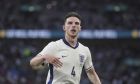 England's Declan Rice during the International friendly soccer match between England and Iceland at Wembley stadium in London, Friday, June 7, 2024.(AP Photo/Kin Cheung)