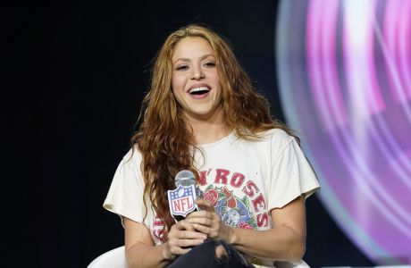 FILE - Performer Shakira answers questions at a news conference on Jan. 30, 2020, in Miami. Spanish prosecutors are seeking a prison sentence of eight years for Colombian-born pop star Shakira in her expected trial for alleged tax fraud. Shakira is charged for failing to pay 14,5 million euros ($15 million) in taxes in Spain between 2012 and 2014. Prosecutors say the singer lived in Spain for more than half of each of those years and should have therefore paid her taxes in the country. (AP Photo/David J. Phillip, File)