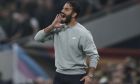 Sporting's head coach Ruben Amorim gestures during the Champions League group D soccer match between Tottenham Hotspur and Sporting CP at Tottenham Hotspur Stadium in London, Wednesday, Oct. 26, 2022. (AP Photo/Ian Walton)