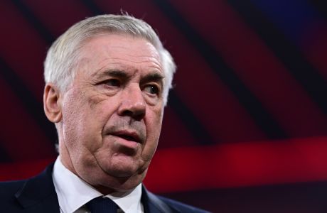 Real Madrid's head coach Carlo Ancelotti arrives prior to the start of the Champions League semifinal first leg soccer match between Bayern Munich and Real Madrid at the Allianz Arena in Munich, Germany, Tuesday, April 30, 2024. (AP Photo/Christian Bruna)
