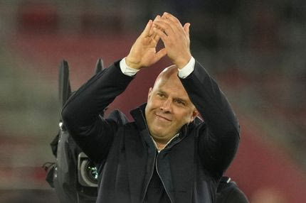 Liverpool's manager Arne Slot leaves the pitch during the English Premier League soccer match between Southampton and Liverpool in Southampton, England, Sunday, Nov. 24, 2024.